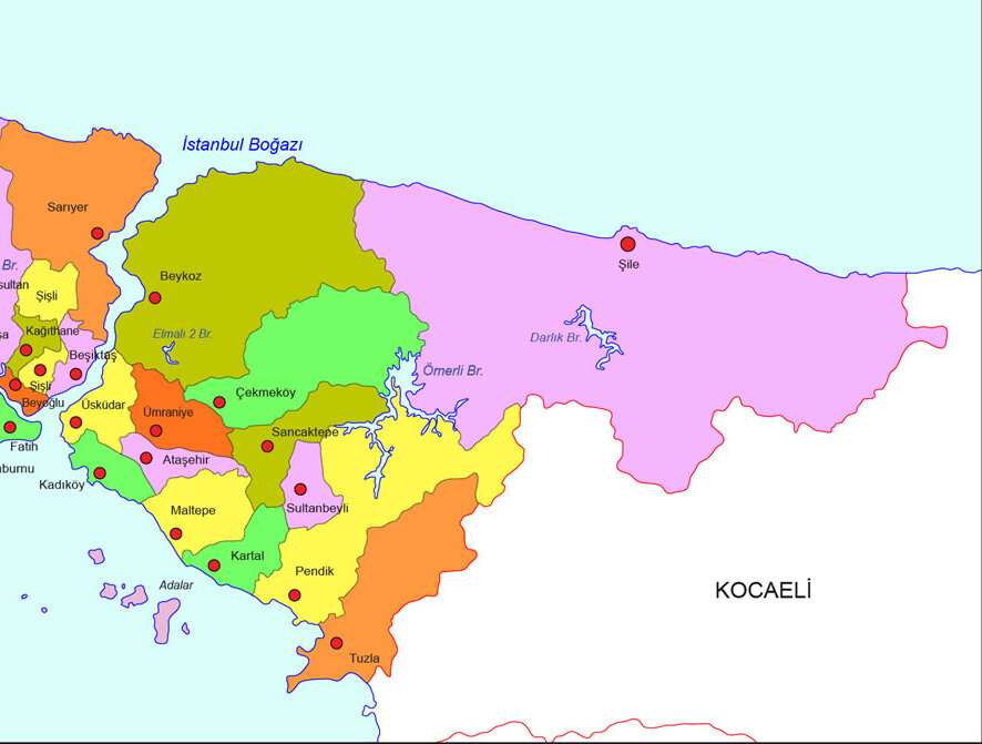 Areas of the middle part of the Asian side of Istanbul